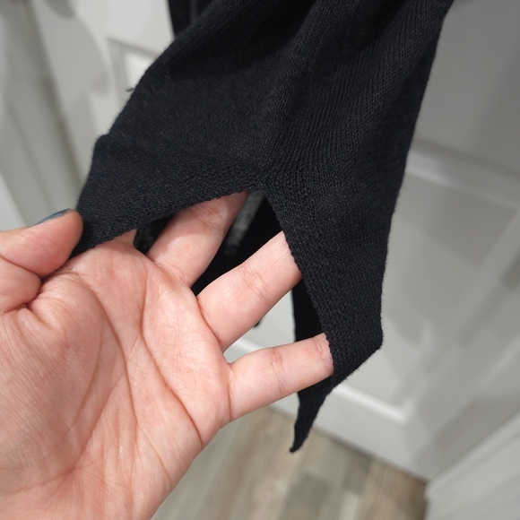 Halogen Nordstrom Slide Slit Black Open Cardigan, Linen Blend, MP, Closet Staple - Picture 7 of 14